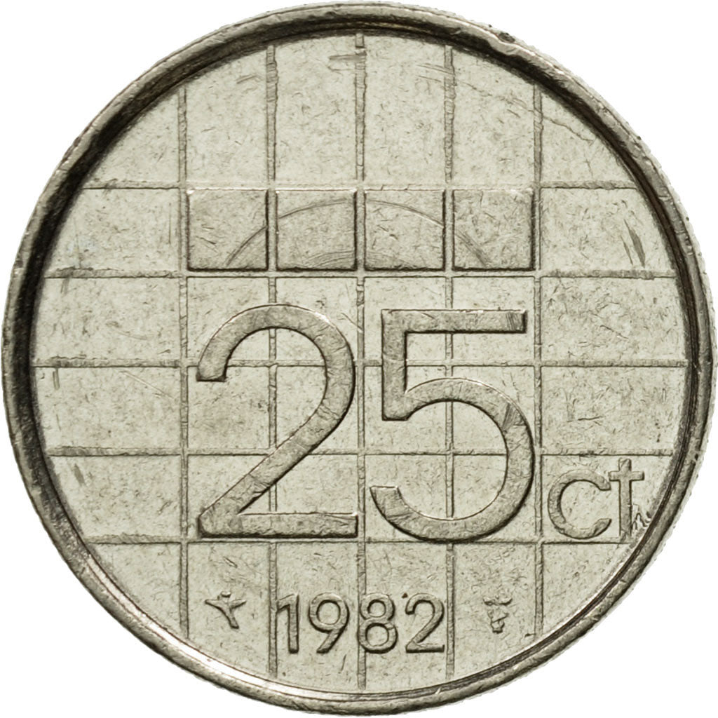 Monnaie, Pays-Bas, Beatrix, 25 Cents, 1982, TTB, Nickel, KM:204