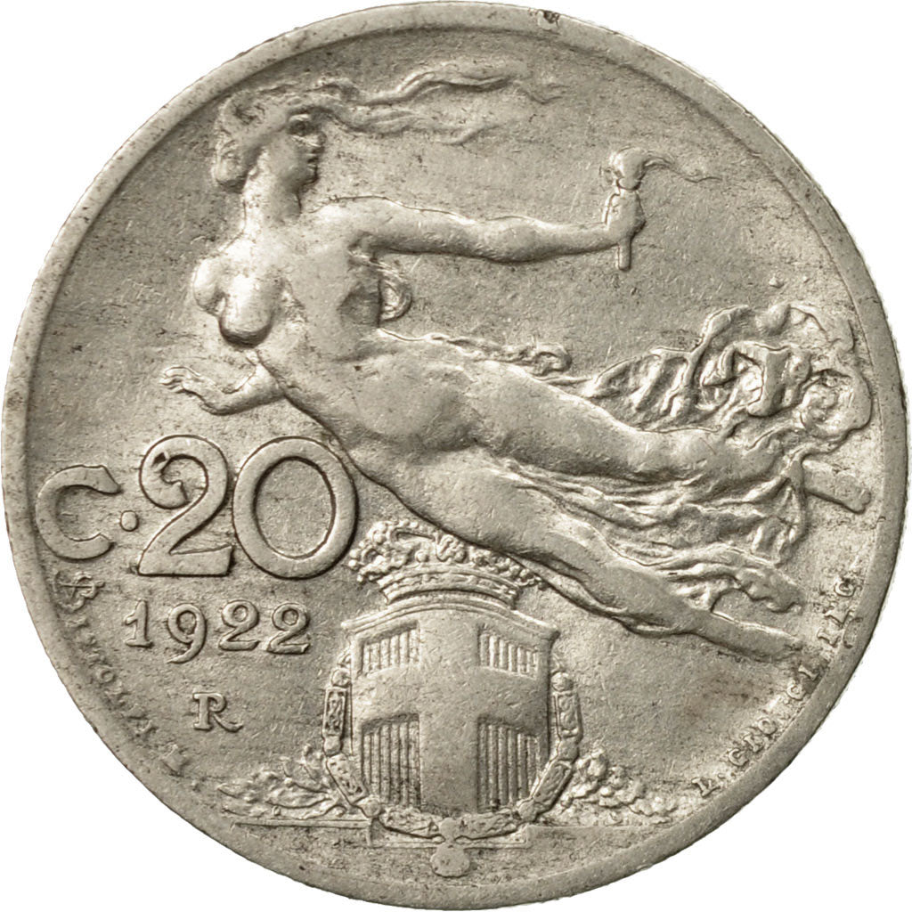 Moneta, Italia, Vittorio Emanuele III, 20 Centesimi, 1922, Rome, BB, Nichel