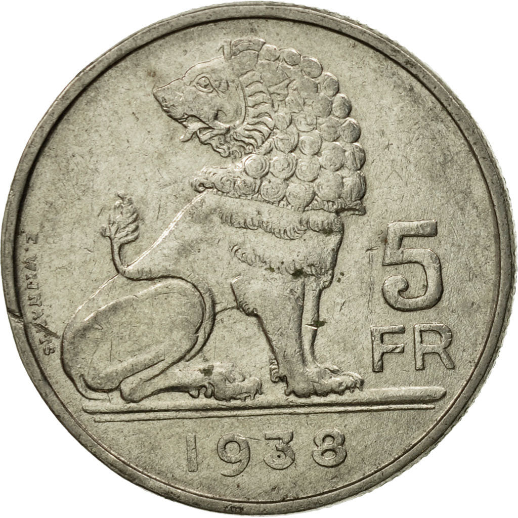 Monnaie, Belgique, 5 Francs, 5 Frank, 1938, TTB, Nickel, KM:116.1