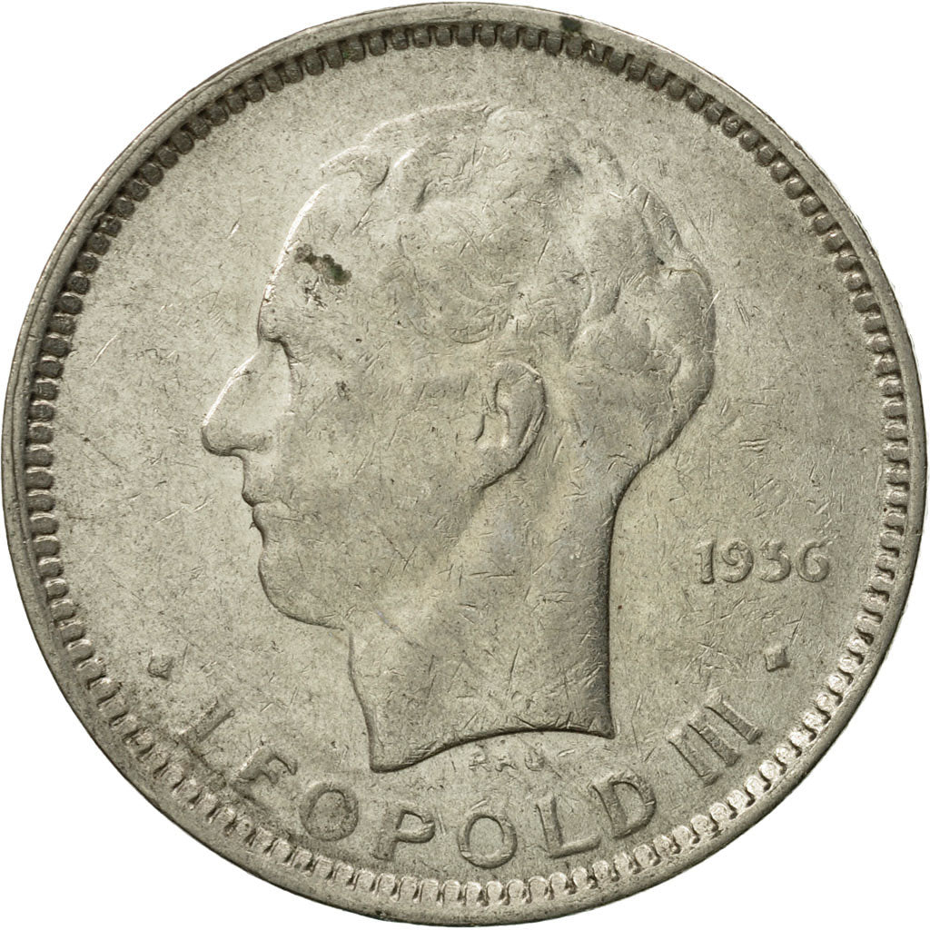 Moneta, Belgio, 5 Francs, 5 Frank, 1936, BB, Nichel, KM:109.1