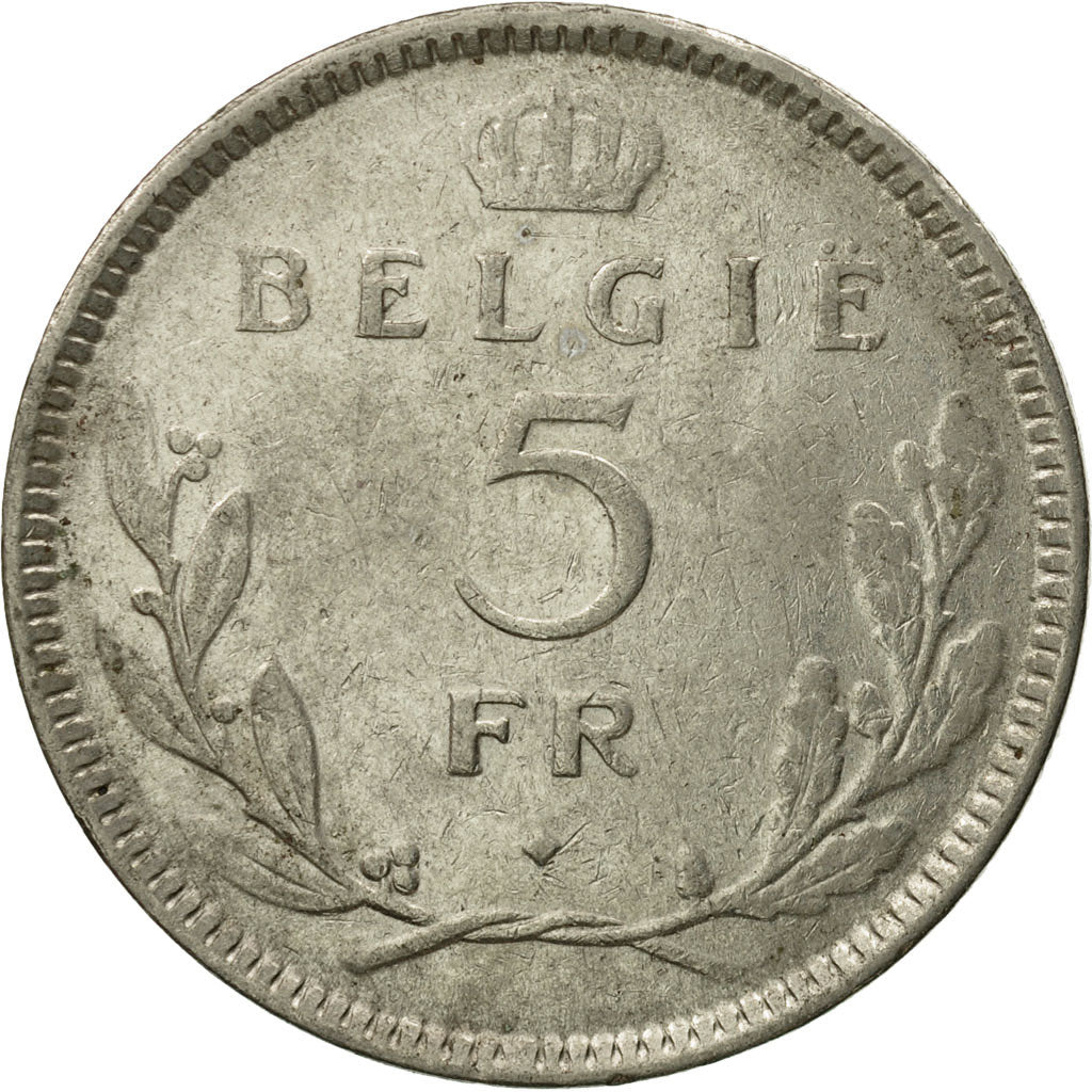 Moneta, Belgio, 5 Francs, 5 Frank, 1936, BB, Nichel, KM:109.1