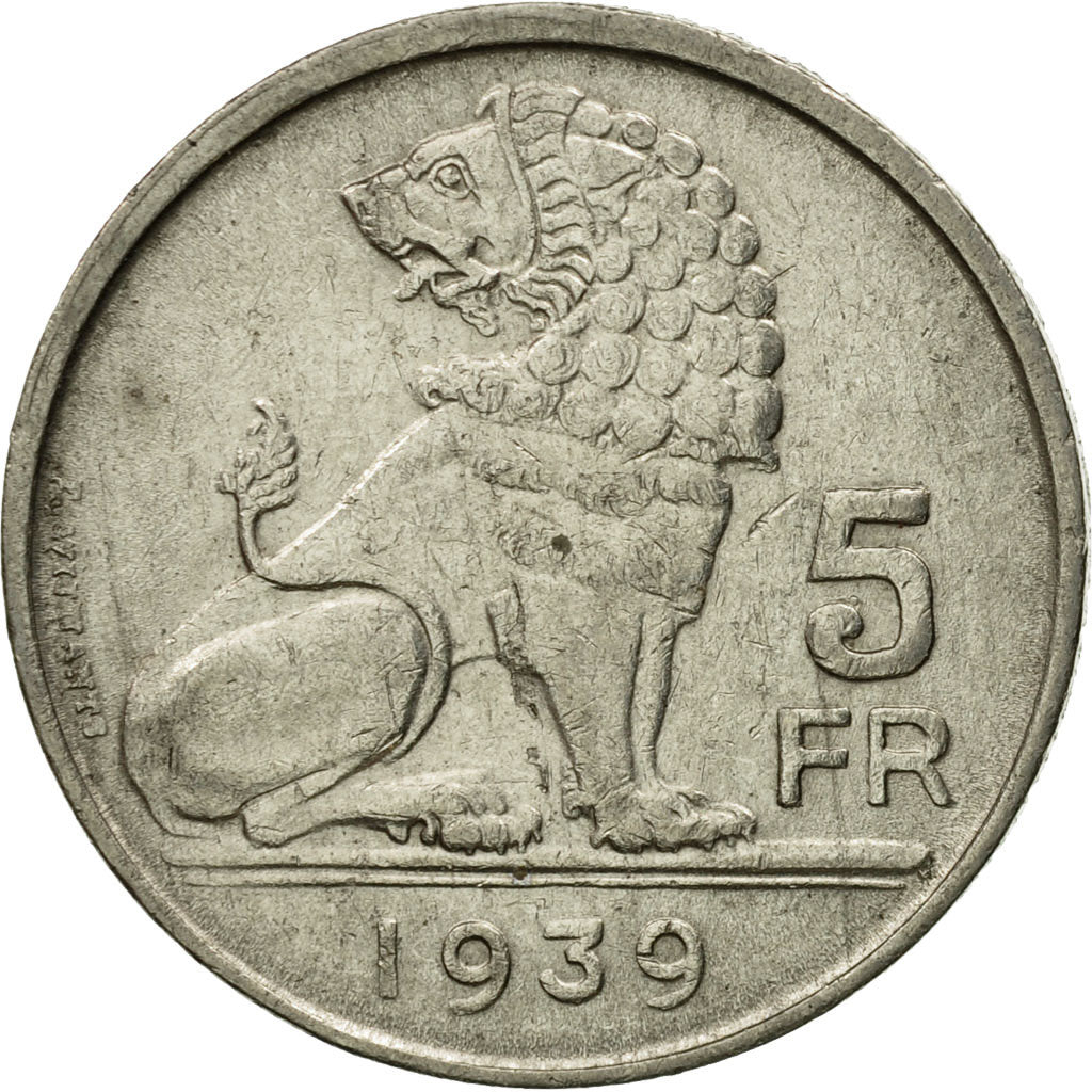 Coin, Belgium, 5 Francs, 5 Frank, 1939, EF(40-45), Nickel, KM:117.2