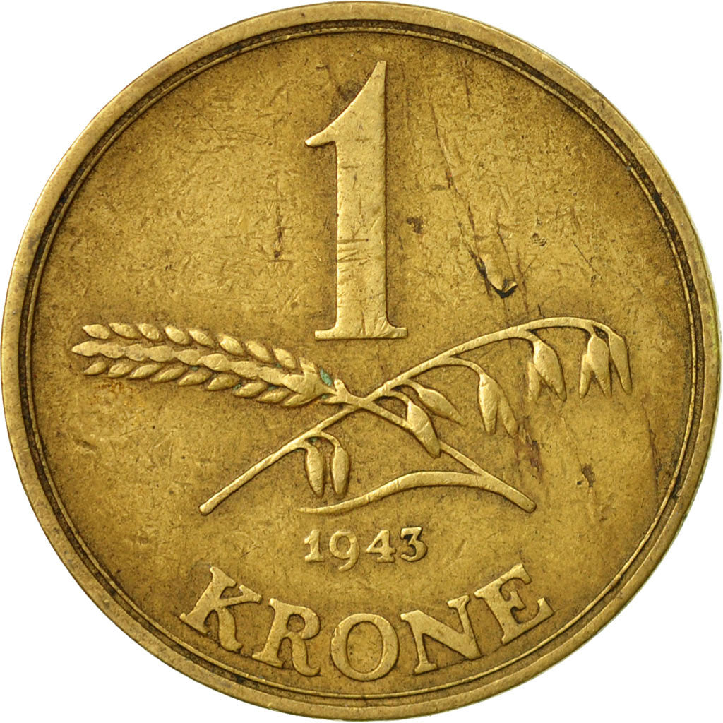 Moneta, Danimarca, Christian X, Krone, 1943, Copenhagen, BB, Alluminio-bronzo
