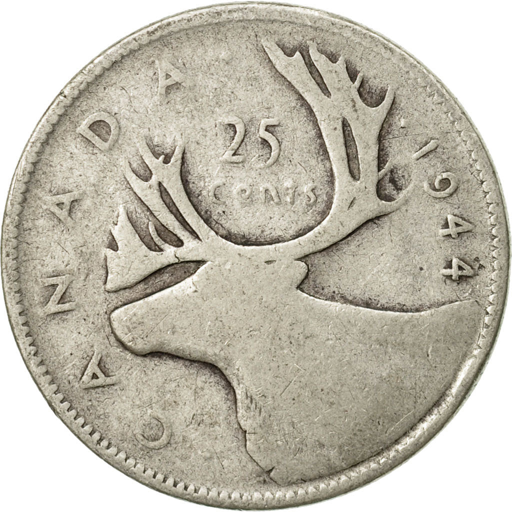 Coin, Canada, George VI, 25 Cents, 1944, Royal Canadian Mint, Ottawa, VF(20-25)