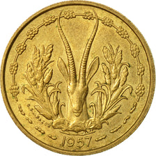 Coin, French West Africa, 25 Francs, 1957, Paris, AU(55-58), Aluminum-Bronze