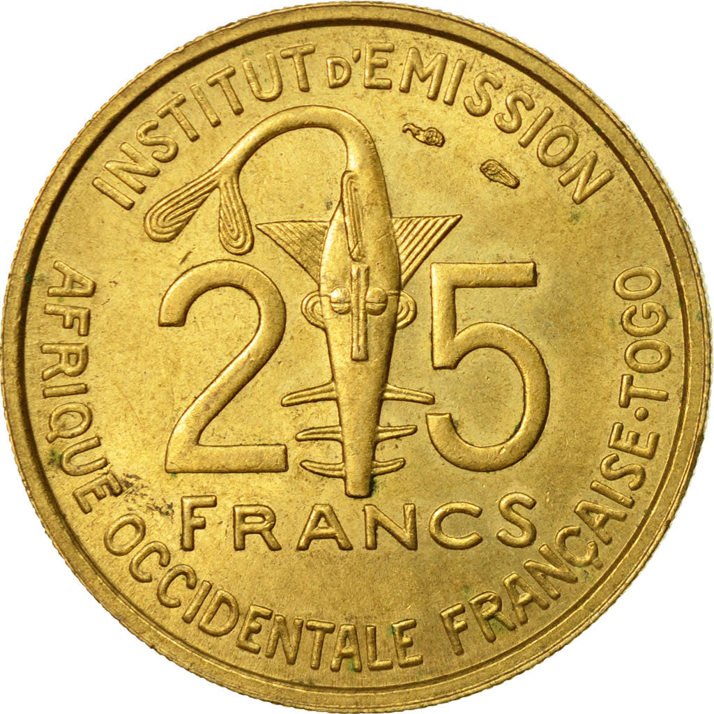 Coin, French West Africa, 25 Francs, 1957, Paris, AU(55-58), Aluminum-Bronze