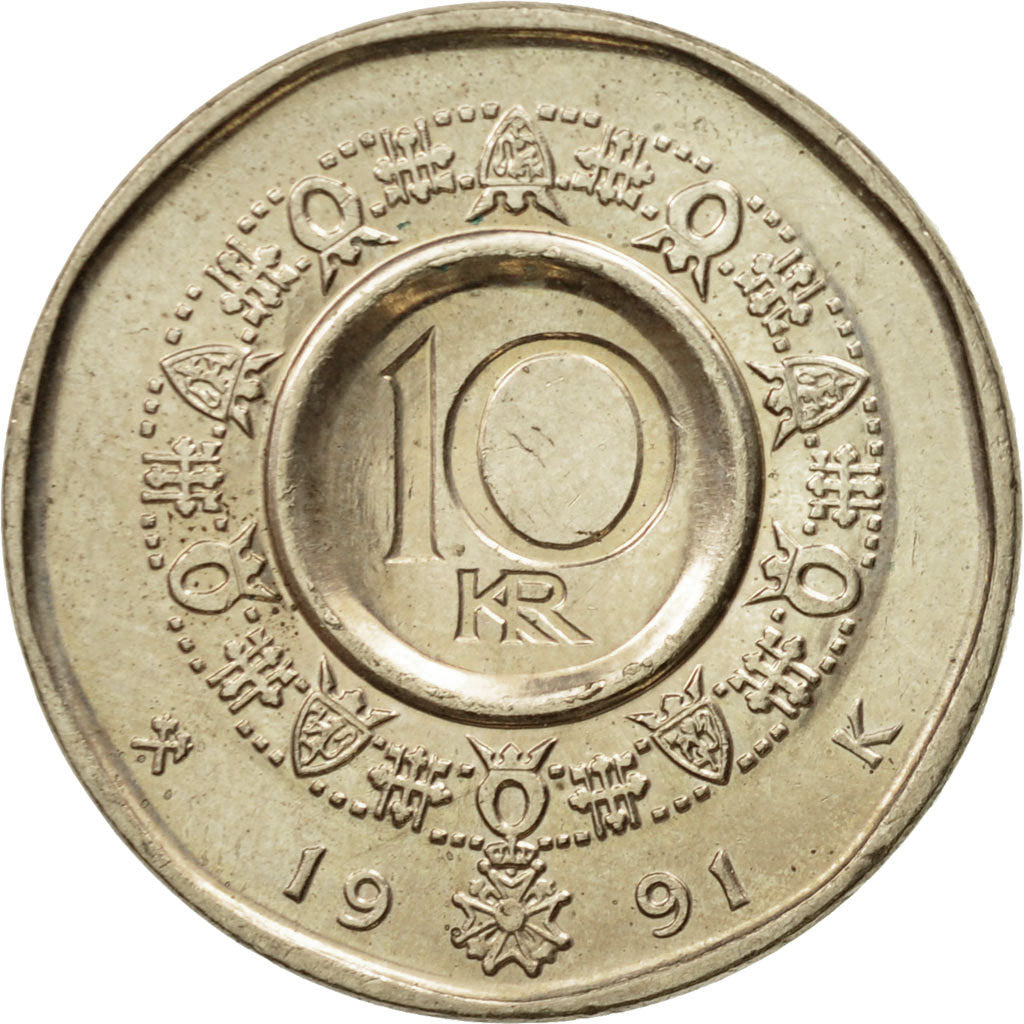 Monnaie, Norvège, Olav V, 10 Kroner, 1991, SUP, Nickel-brass, KM:427