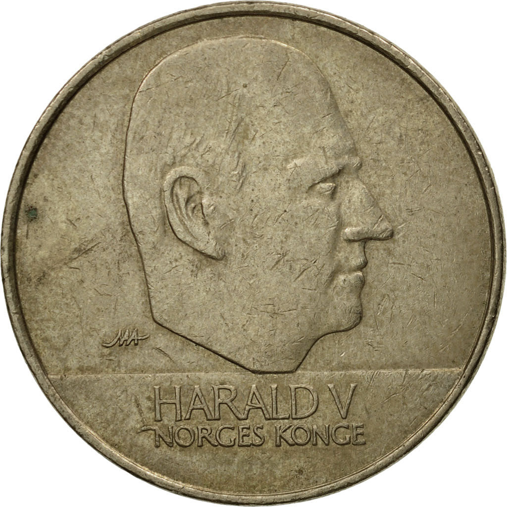 Coin, Norway, Harald V, 20 Kroner, 1995, EF(40-45), Nickel-brass, KM:453