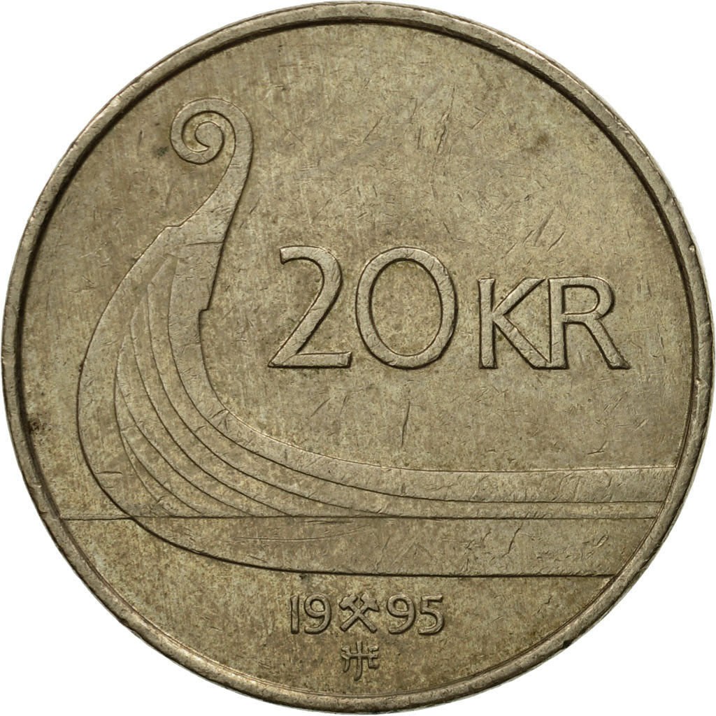Coin, Norway, Harald V, 20 Kroner, 1995, EF(40-45), Nickel-brass, KM:453
