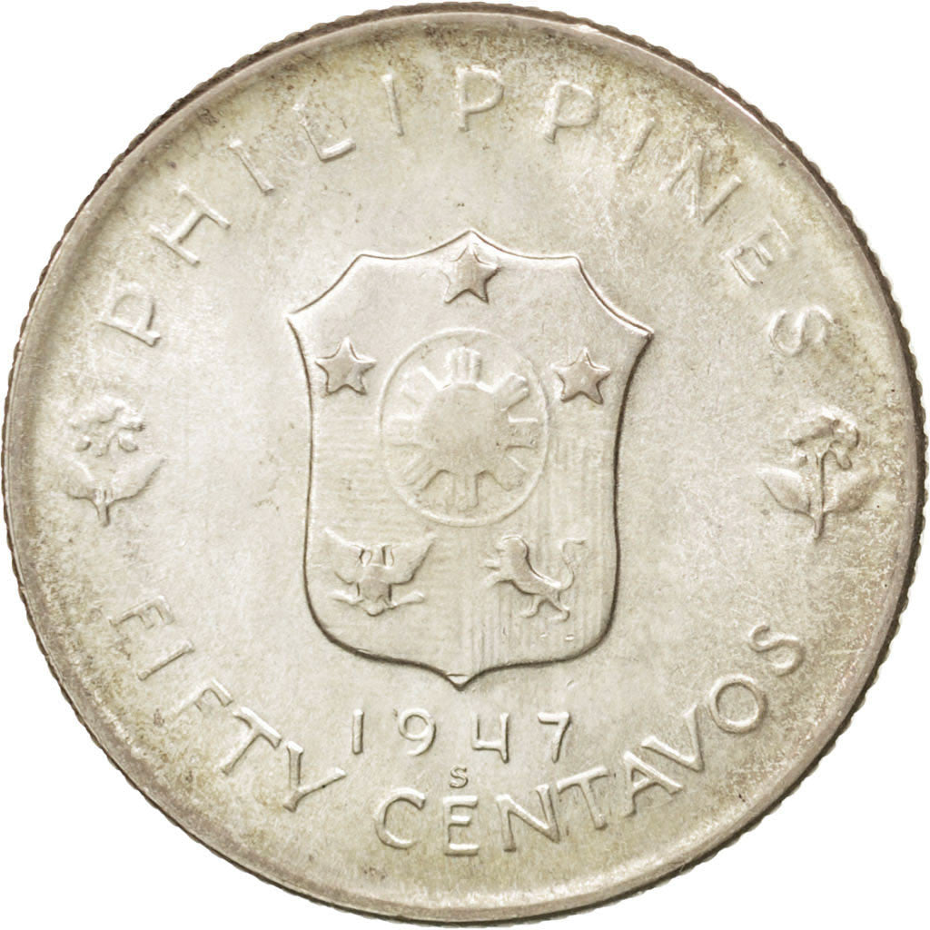 PHILIPPINES, 50 Centavos, 1947, KM #184, MS(63), Silver, 27.5, 10.00