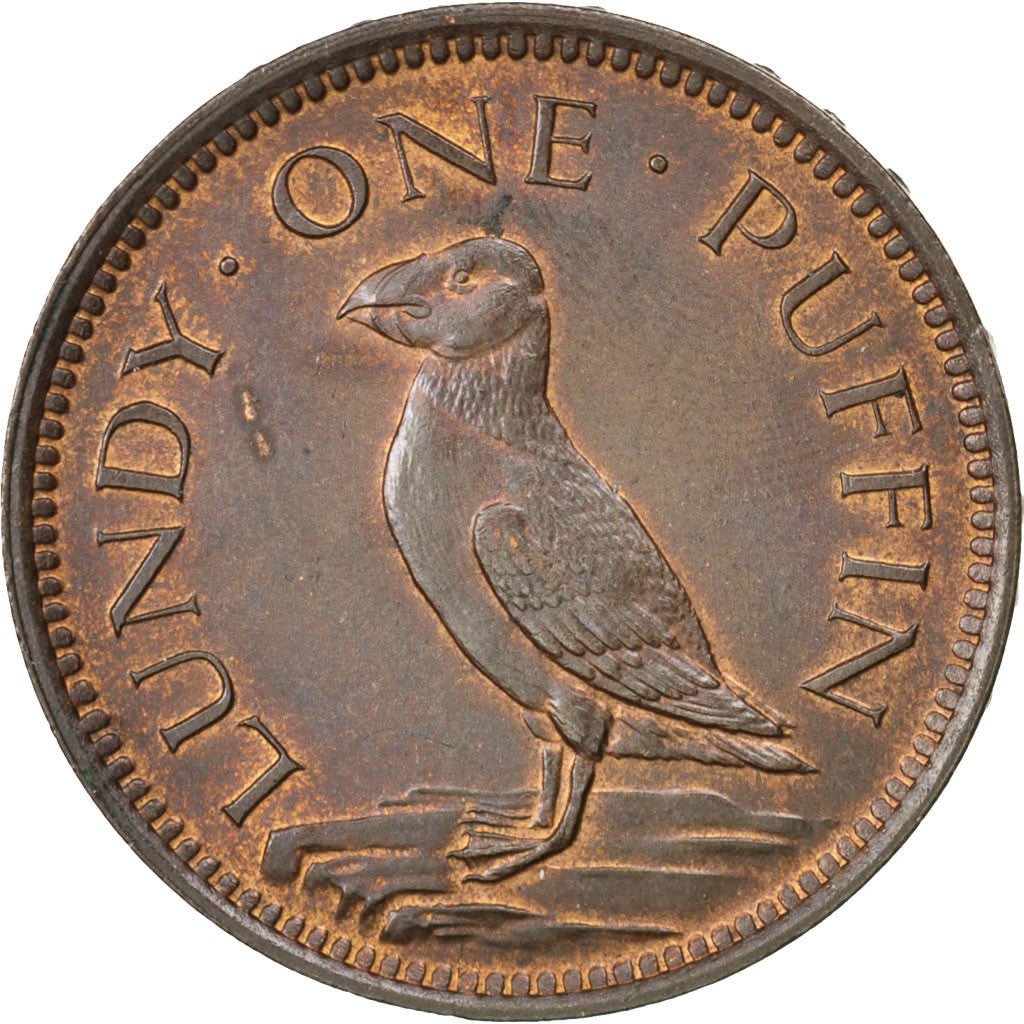 Coin, LUNDY, Puffin, 1929, MS(63), Bronze, KM:Tn2