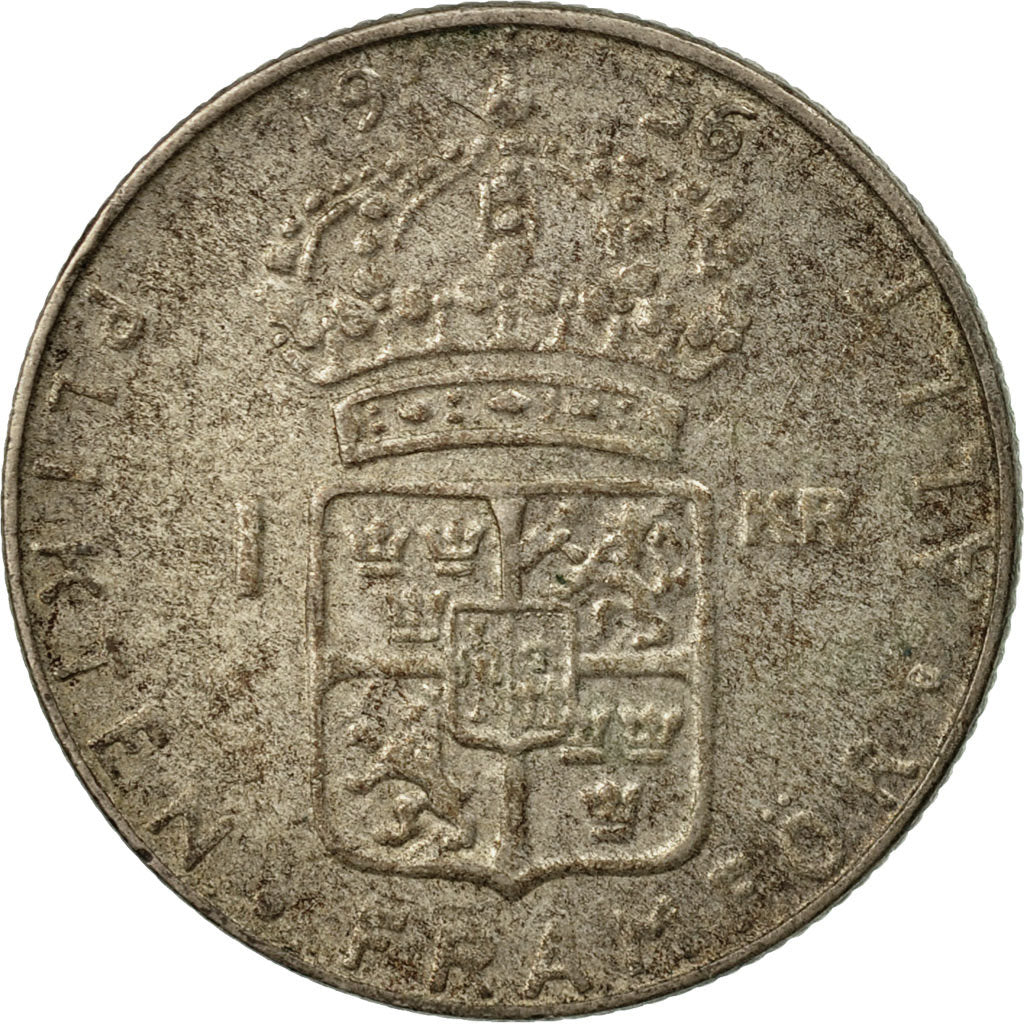 Coin, Sweden, Gustaf VI, Krona, 1956, EF(40-45), Silver, KM:826