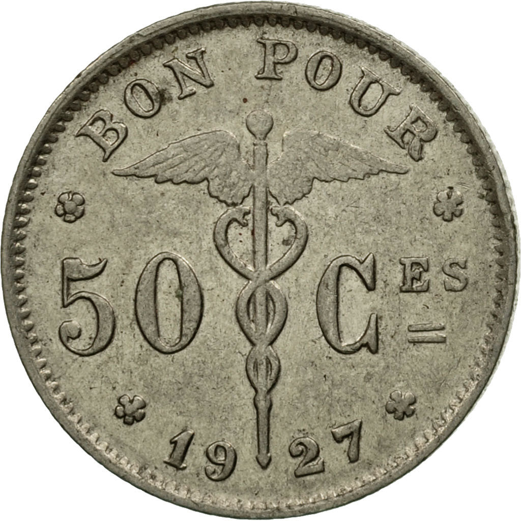 Moneta, Belgio, 50 Centimes, 1927, BB, Nichel, KM:87