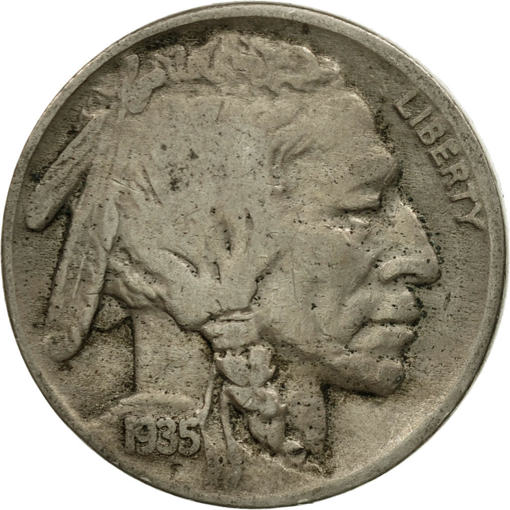 Coin, United States, Buffalo Nickel, 5 Cents, 1935, U.S. Mint, Philadelphia