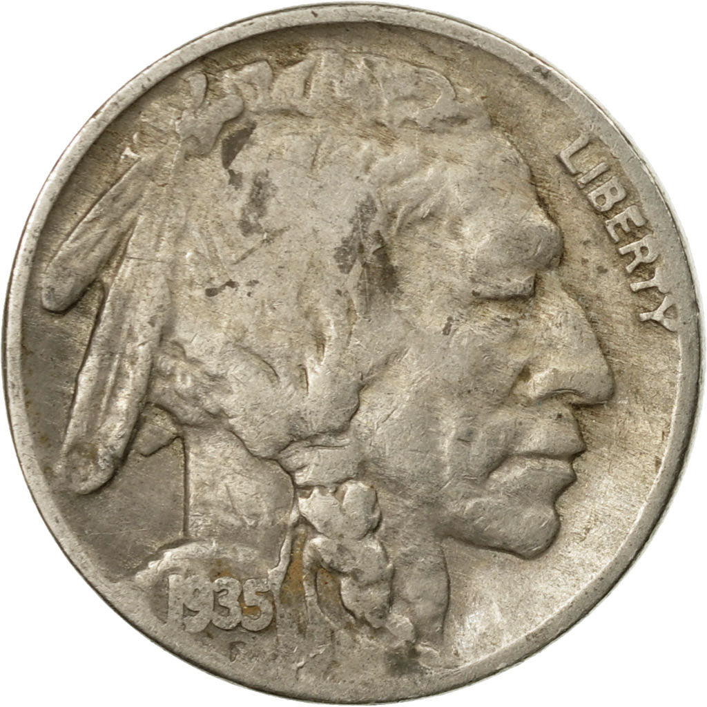 Coin, United States, Buffalo Nickel, 5 Cents, 1935, U.S. Mint, Philadelphia