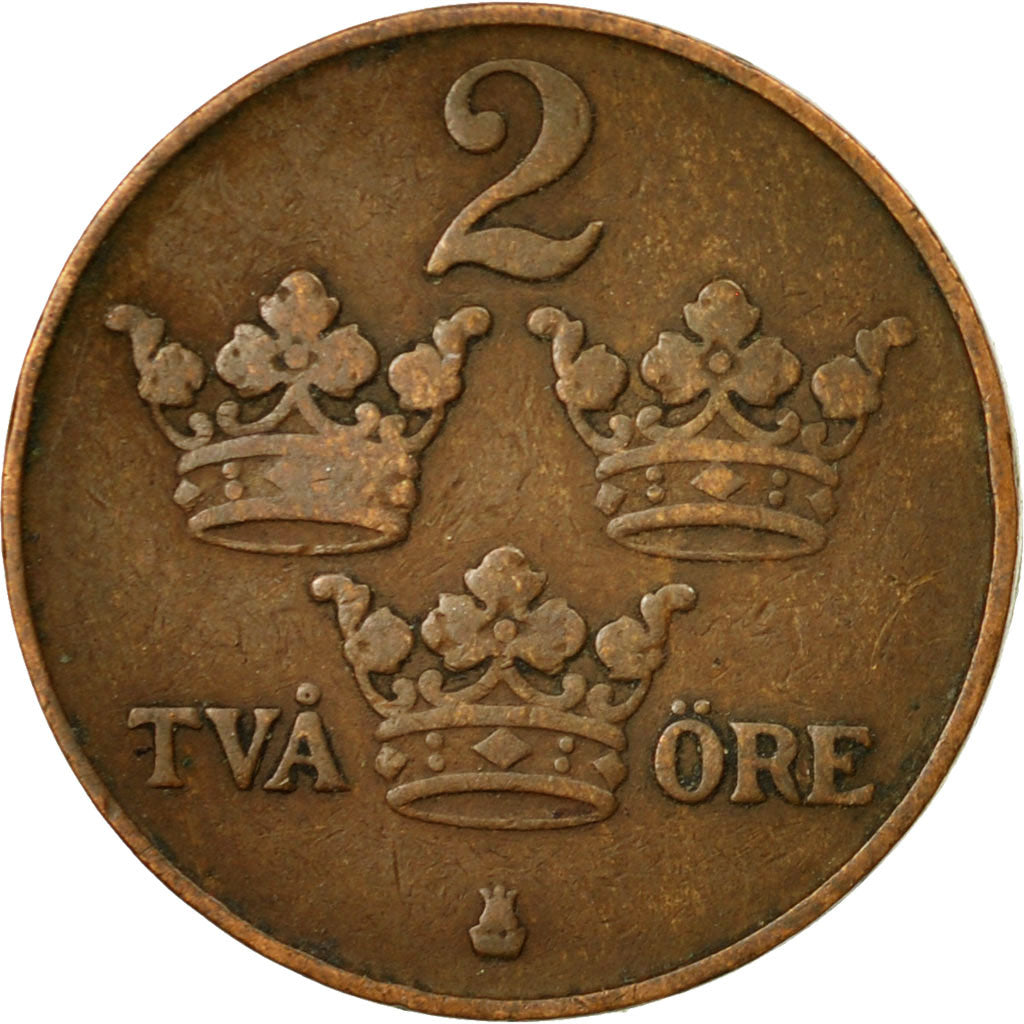 Coin, Sweden, Gustaf V, 2 Öre, 1910, VF(30-35), Bronze, KM:778