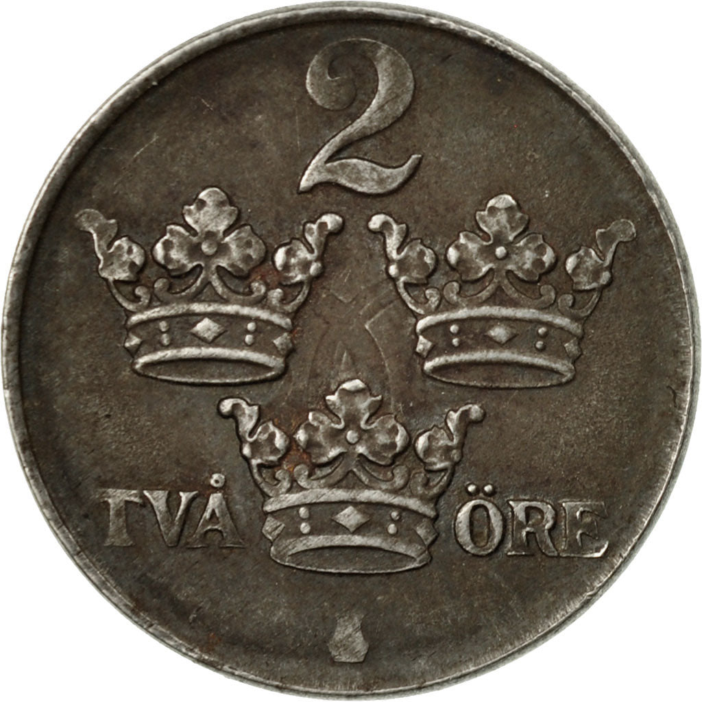 Coin, Sweden, Gustaf V, 2 Öre, 1947, VF(30-35), Iron, KM:811