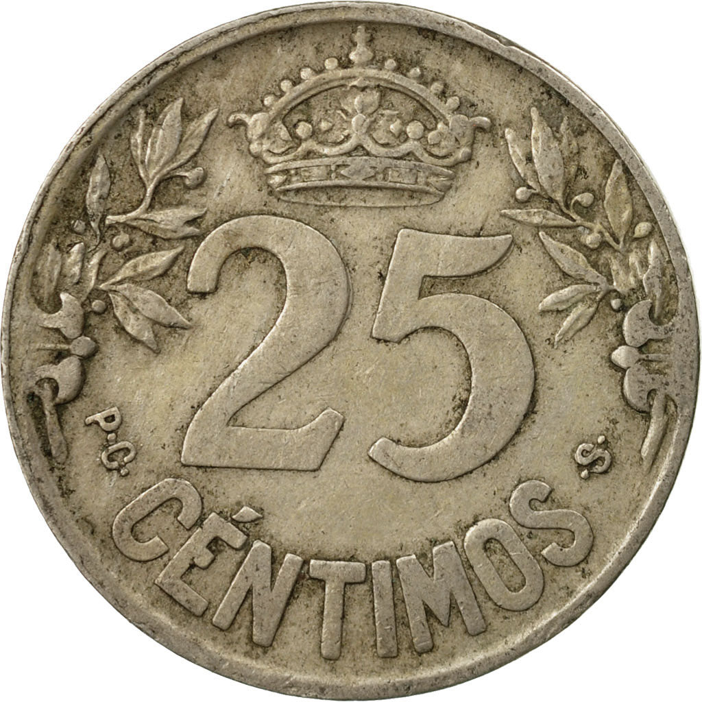 Coin, Spain, Alfonso XIII, 25 Centimos, 1925, Madrid, VF(30-35), Copper-nickel