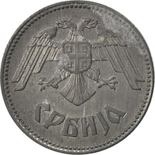 SERBIA, 10 Dinara, 1943, KM #33, AU(55-58), Zinc, 26.5, 5.98