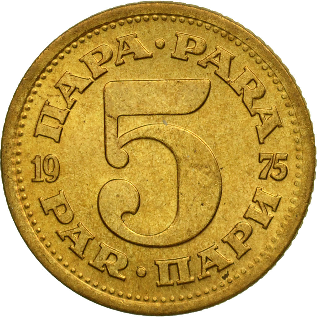 Coin, Yugoslavia, 5 Para, 1975, AU(55-58), Brass, KM:43