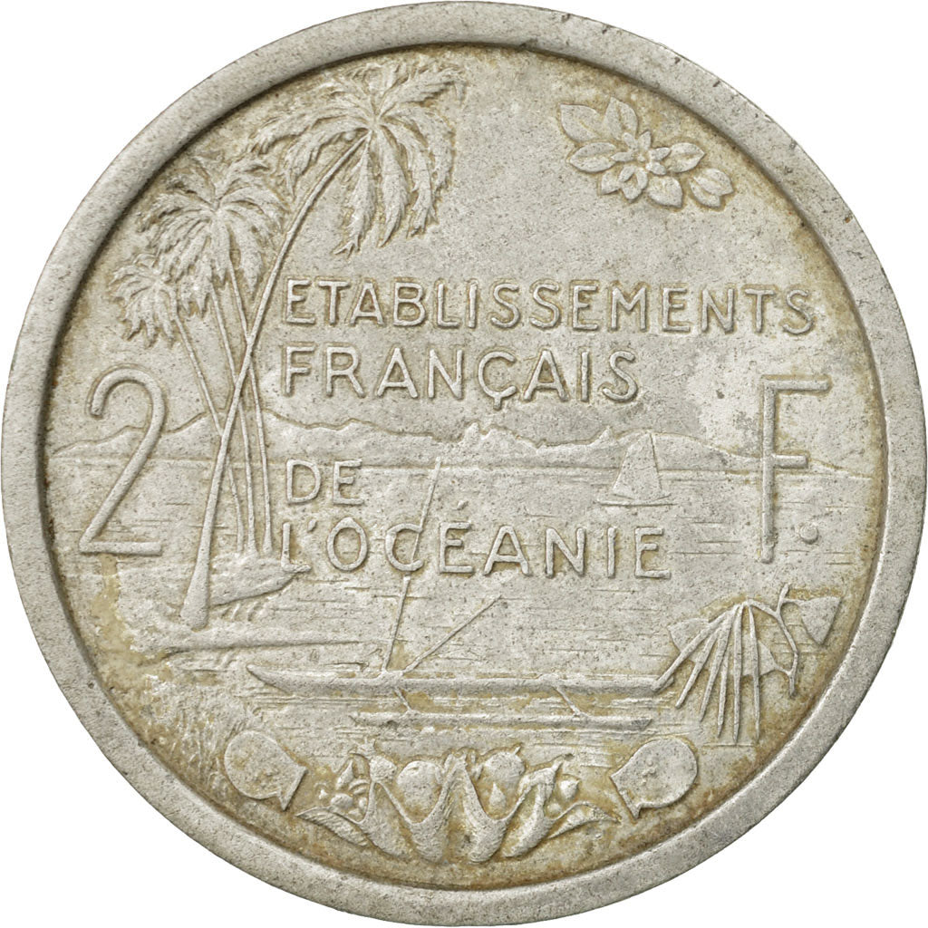 Coin, FRENCH OCEANIA, 2 Francs, 1949, VF(30-35), Aluminum, KM:3