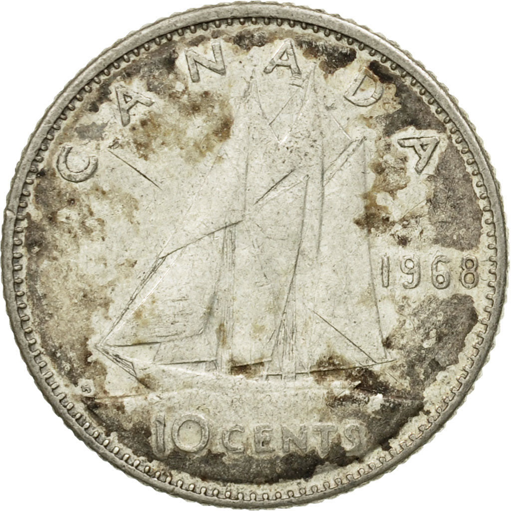 Coin, Canada, Elizabeth II, 10 Cents, 1968, Royal Canadian Mint, Ottawa