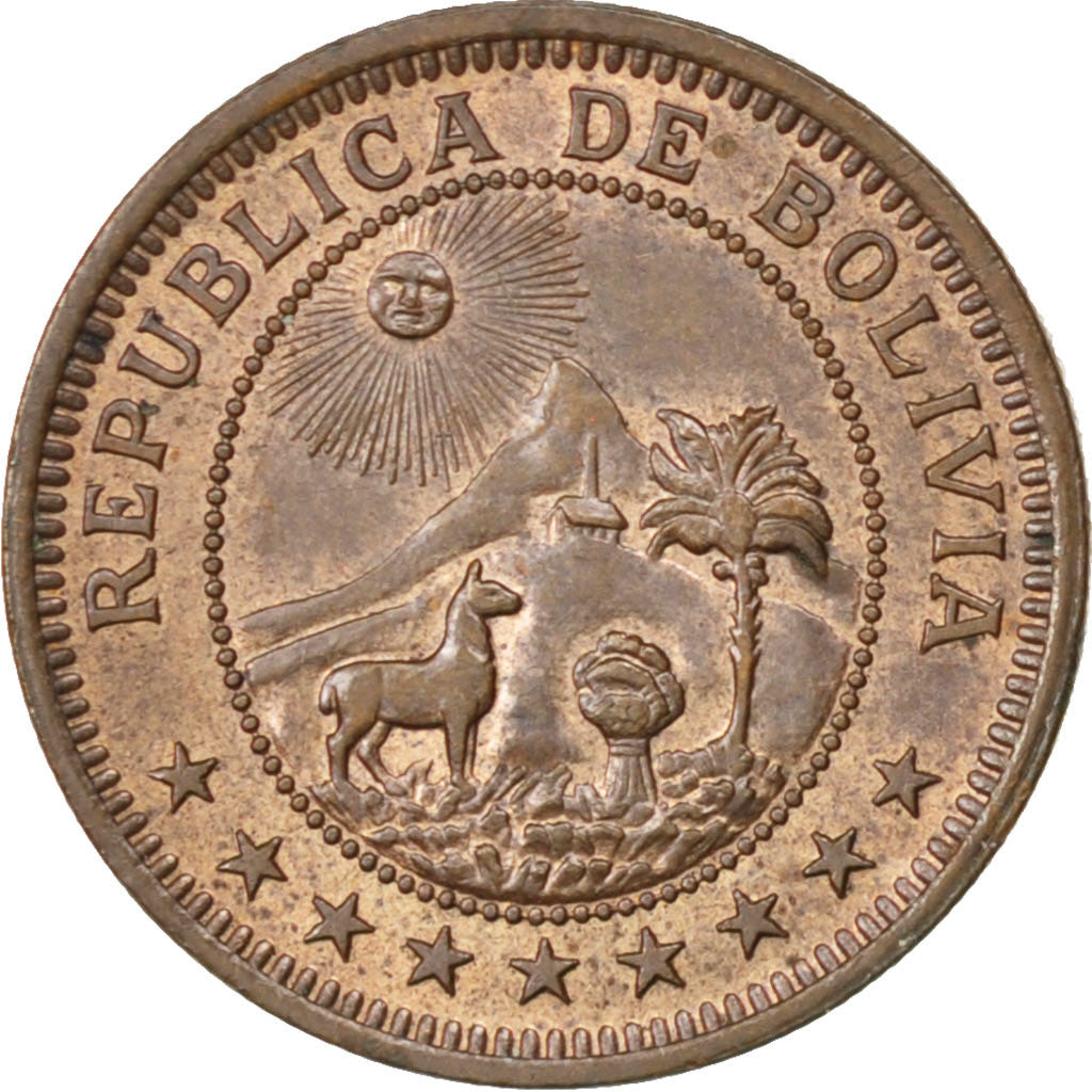 BOLIVIA, Boliviano, 1951, KM #184, MS(63), Bronze, 18, 3.00