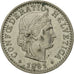 Coin, Switzerland, 20 Rappen, 1991, Bern, EF(40-45), Copper-nickel, KM:29a