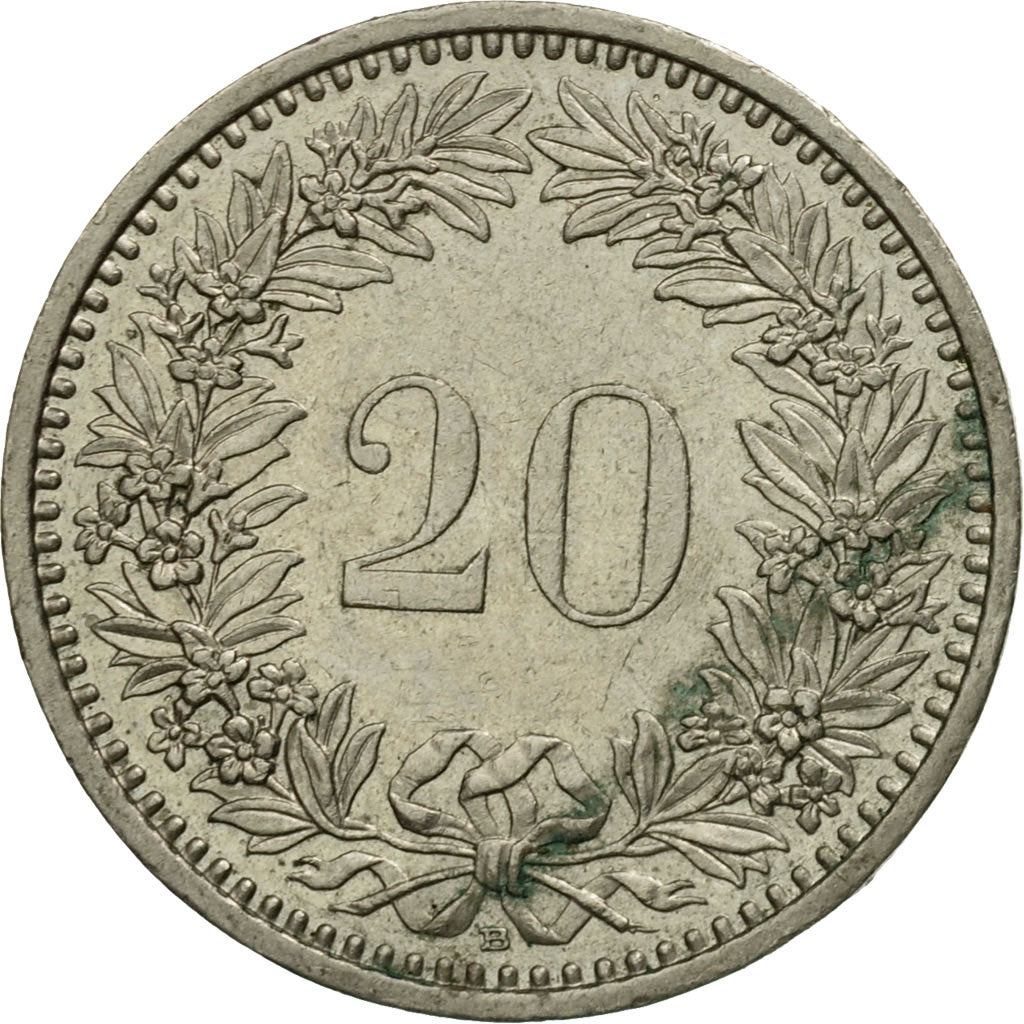 Coin, Switzerland, 20 Rappen, 1991, Bern, EF(40-45), Copper-nickel, KM:29a