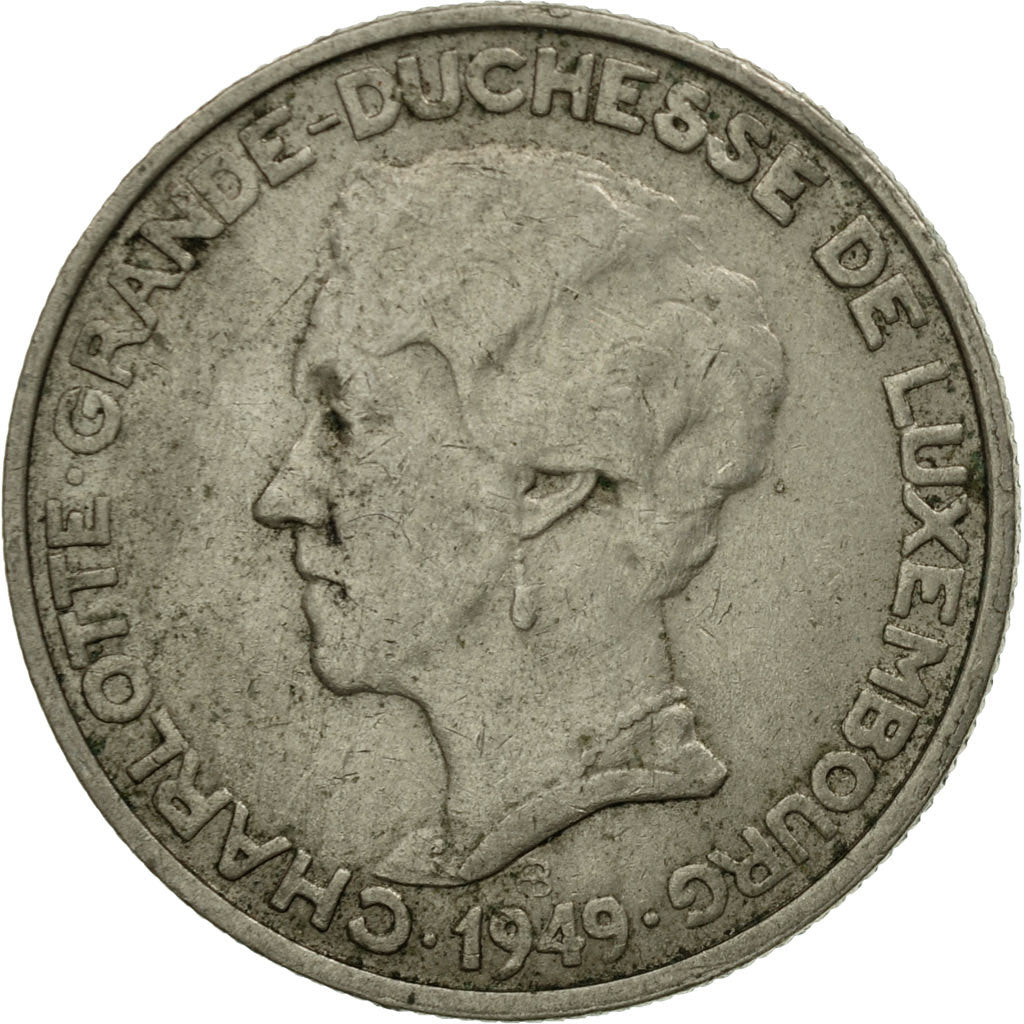 Coin, Luxembourg, Charlotte, 5 Francs, 1949, EF(40-45), Copper-nickel, KM:50