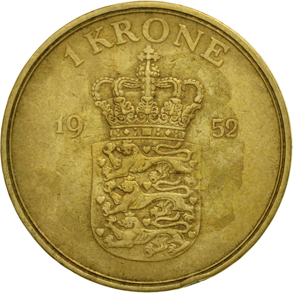 Coin, Denmark, Frederik IX, Krone, 1952, Copenhagen, EF(40-45), Aluminum-Bronze