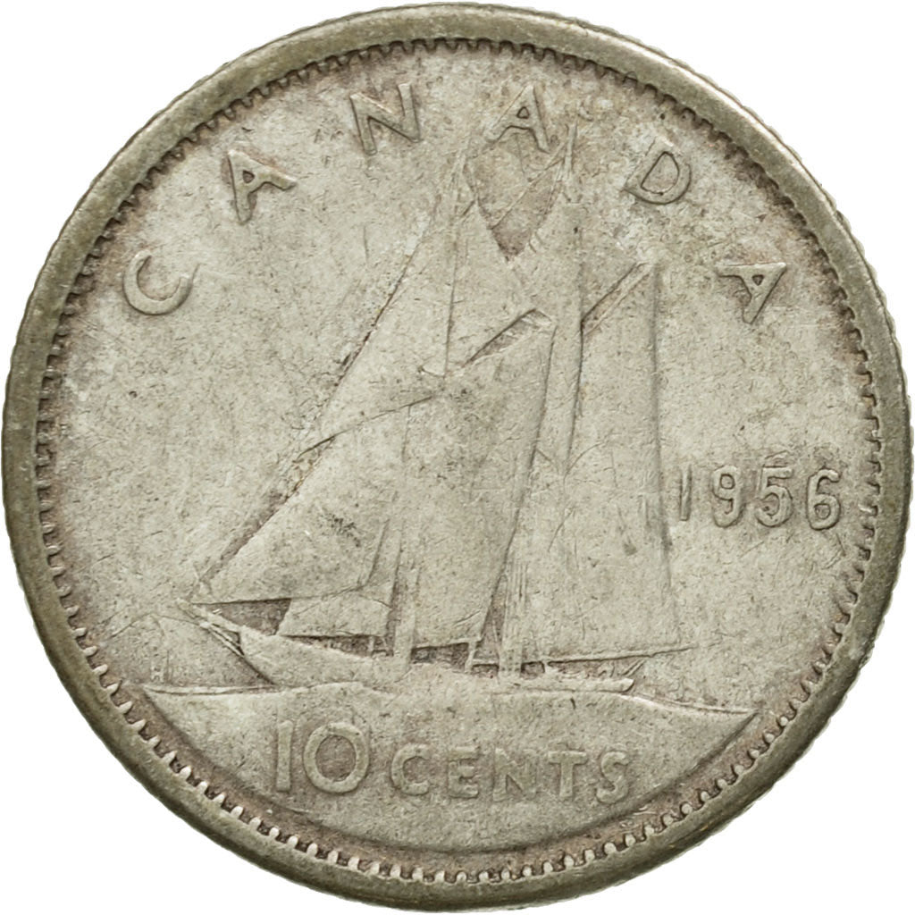 Coin, Canada, Elizabeth II, 10 Cents, 1956, Royal Canadian Mint, Ottawa