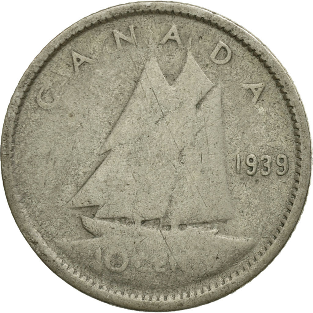 Coin, Canada, George VI, 10 Cents, 1939, Royal Canadian Mint, Ottawa, VF(20-25)
