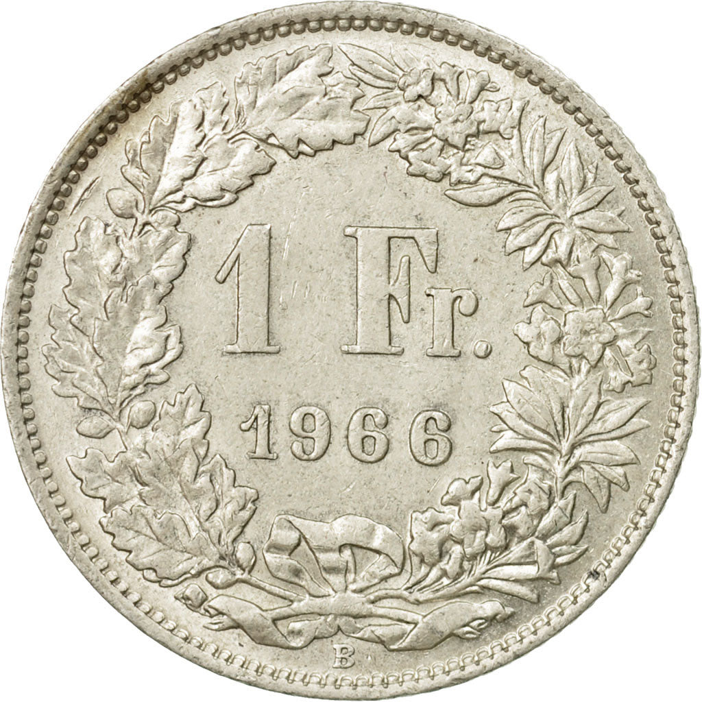 Coin, Switzerland, Franc, 1966, Bern, AU(50-53), Silver, KM:24