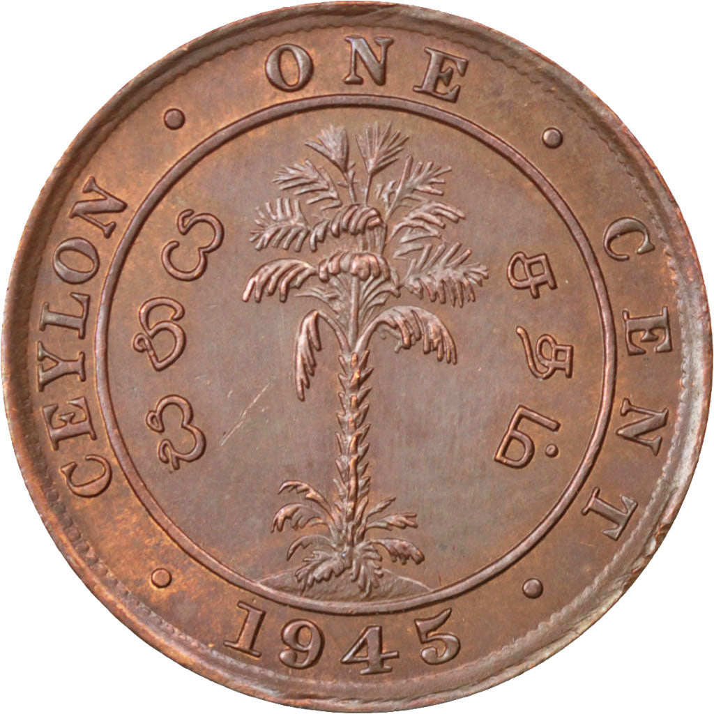 CEYLON, Cent, 1945, KM #111a, MS(63), Bronze, 22.35, 2.39