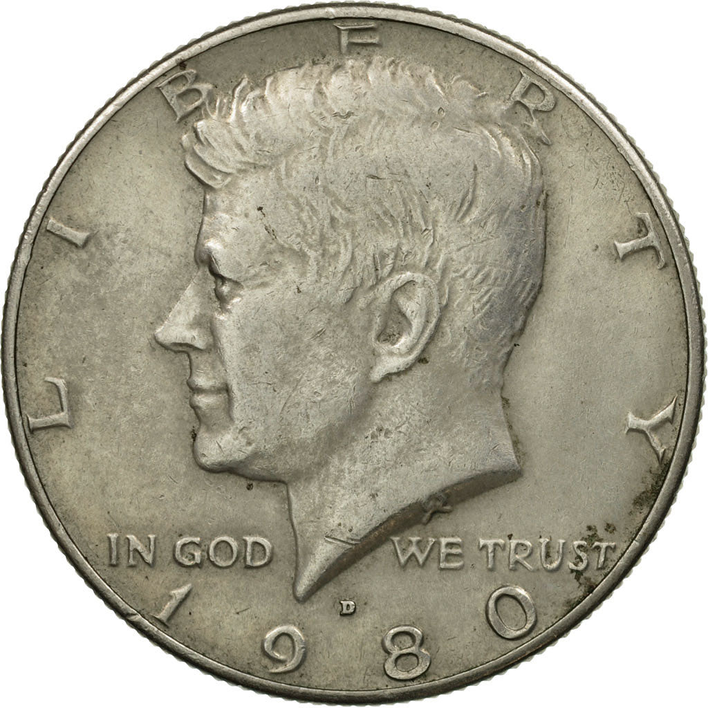 Coin, United States, Kennedy Half Dollar, Half Dollar, 1980, U.S. Mint, Denver