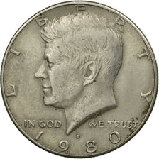 Coin, United States, Kennedy Half Dollar, Half Dollar, 1980, U.S. Mint, Denver