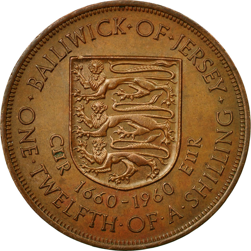 Coin, Jersey, Elizabeth II, 1/12 Shilling, 1960, EF(40-45), Bronze, KM:23