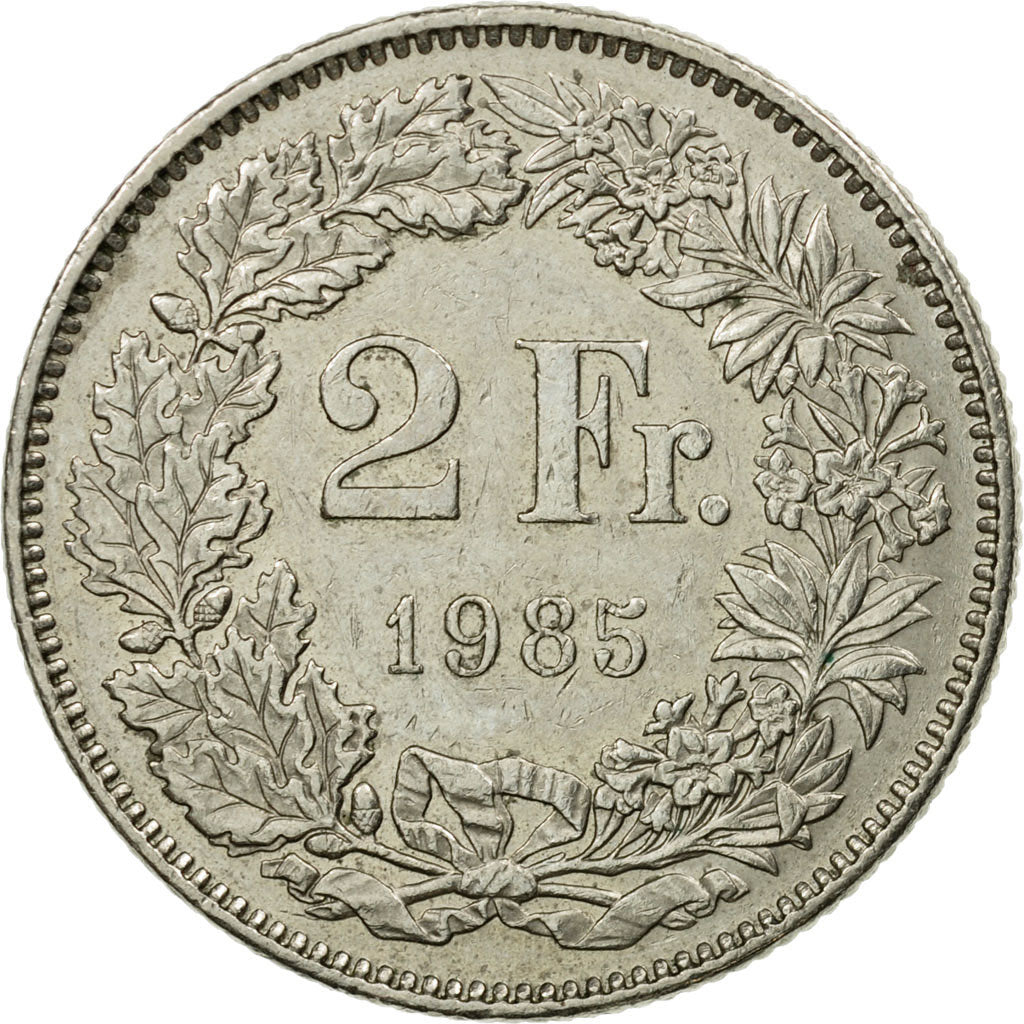 Coin, Switzerland, 2 Francs, 1985, Bern, AU(55-58), Copper-nickel, KM:21a.3