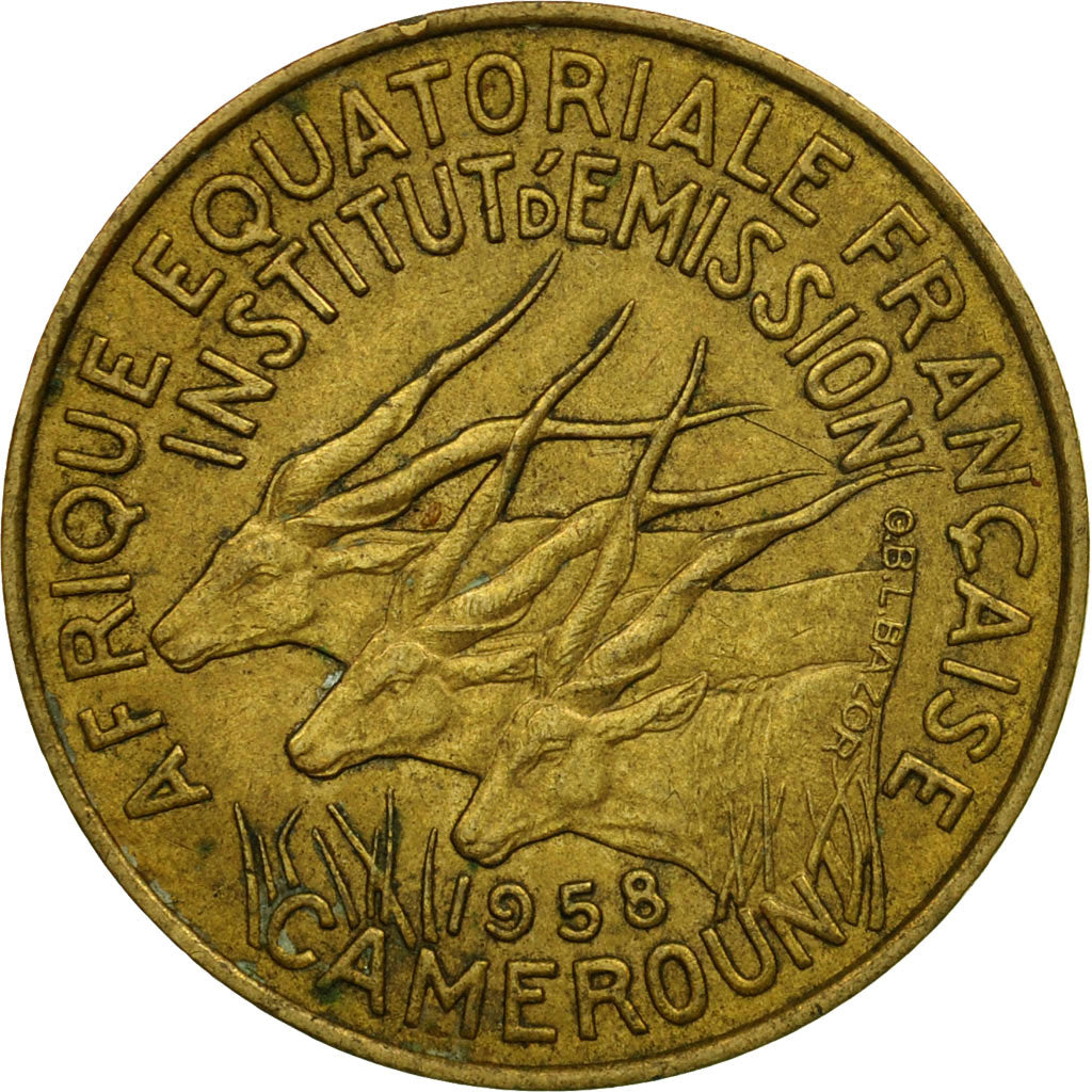 Coin, Cameroon, 10 Francs, 1958, EF(40-45), Aluminum-Bronze, KM:11