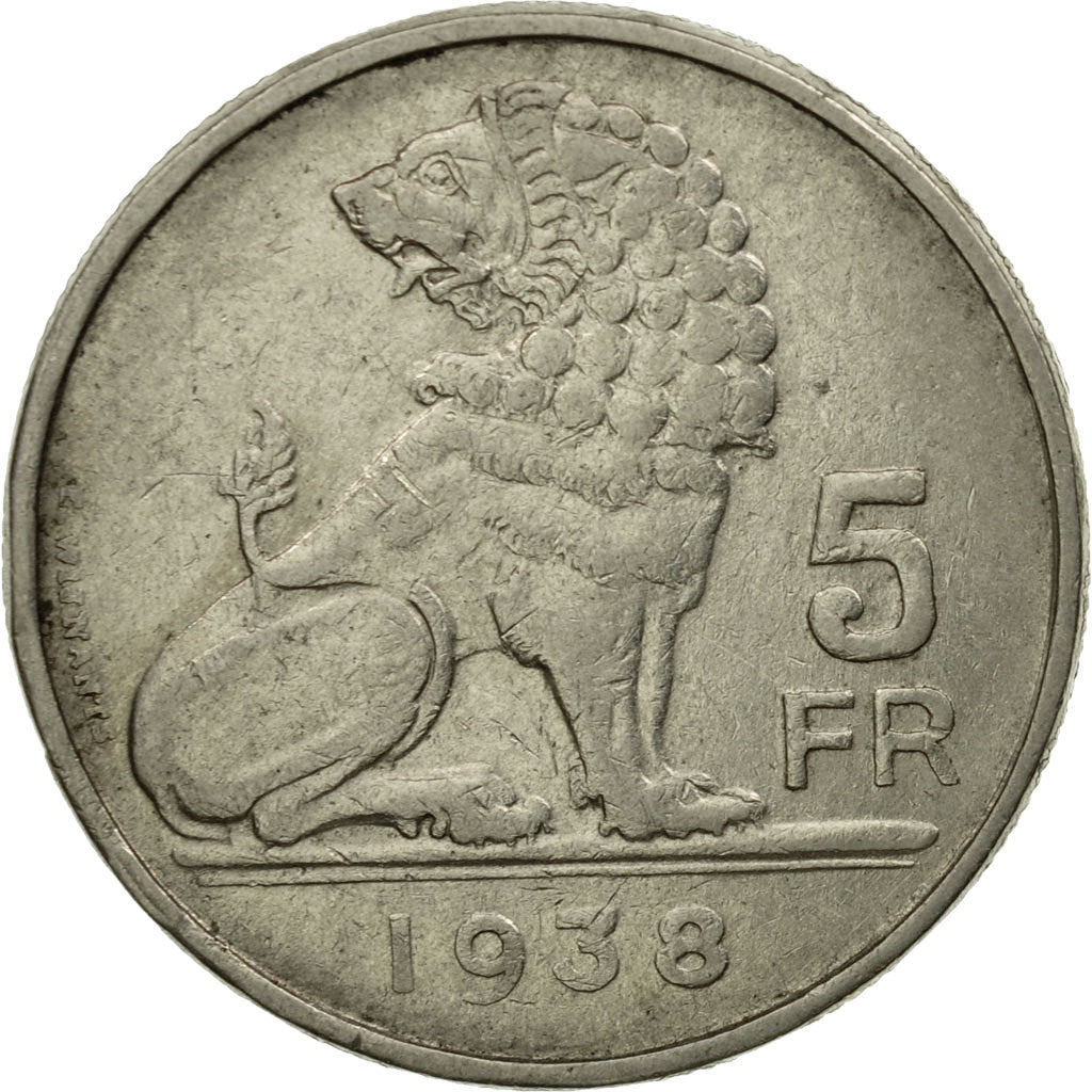 Coin, Belgium, 5 Francs, 5 Frank, 1938, EF(40-45), Nickel, KM:116.1