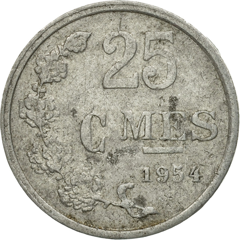 Coin, Luxembourg, Jean, 25 Centimes, 1954, VF(30-35), Aluminum, KM:45a.1