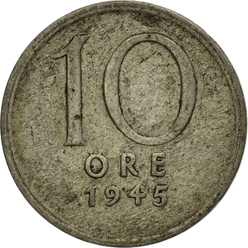 Coin, Sweden, Gustaf V, 10 Öre, 1945, EF(40-45), Silver, KM:813
