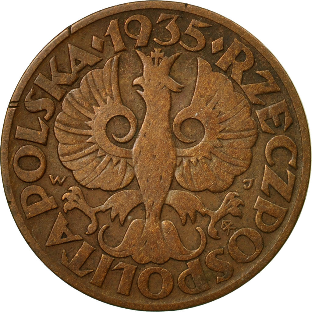 Coin, Poland, 5 Groszy, 1935, Warsaw, EF(40-45), Bronze, KM:10a