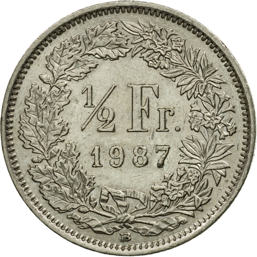 Munten, Zwitserland, 1/2 Franc, 1987, Bern, ZF, Copper-nickel, KM:23a.3