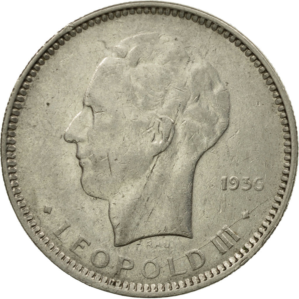 Coin, Belgium, 5 Francs, 5 Frank, 1936, EF(40-45), Nickel, KM:108