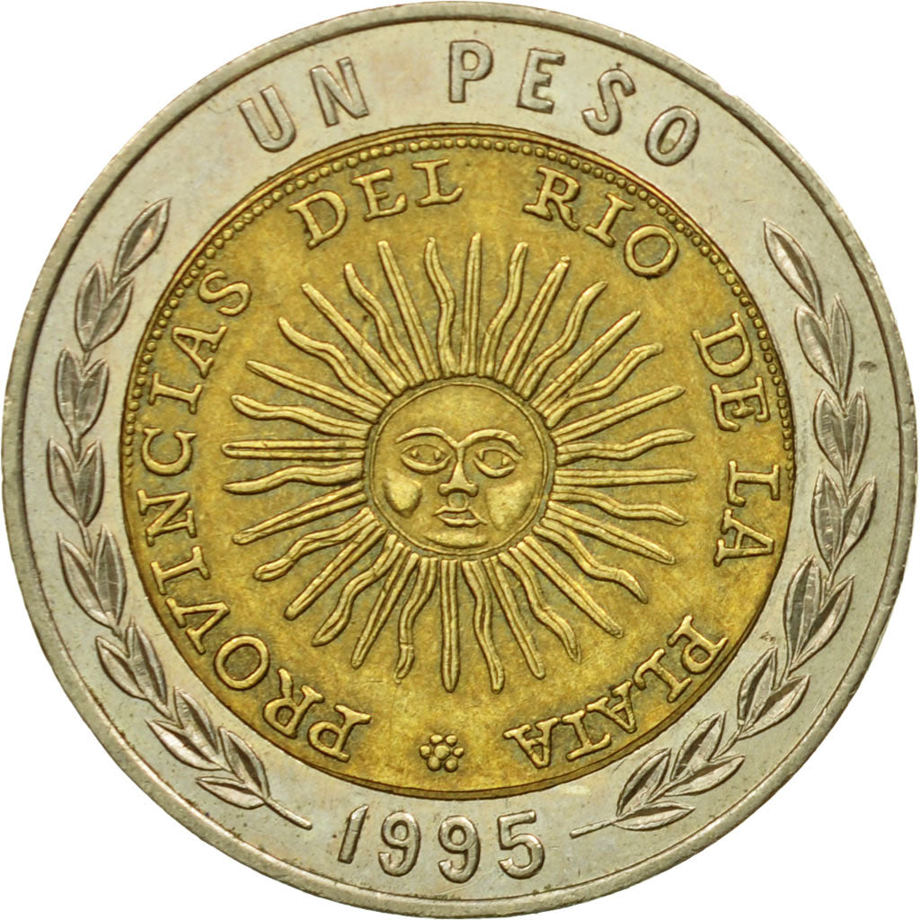 Coin, Argentina, Peso, 1995, EF(40-45), Bi-Metallic, KM:112.1