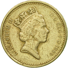 Moneda, Gran Bretaña, Elizabeth II, Pound, 1989, MBC, Níquel - latón, KM:959