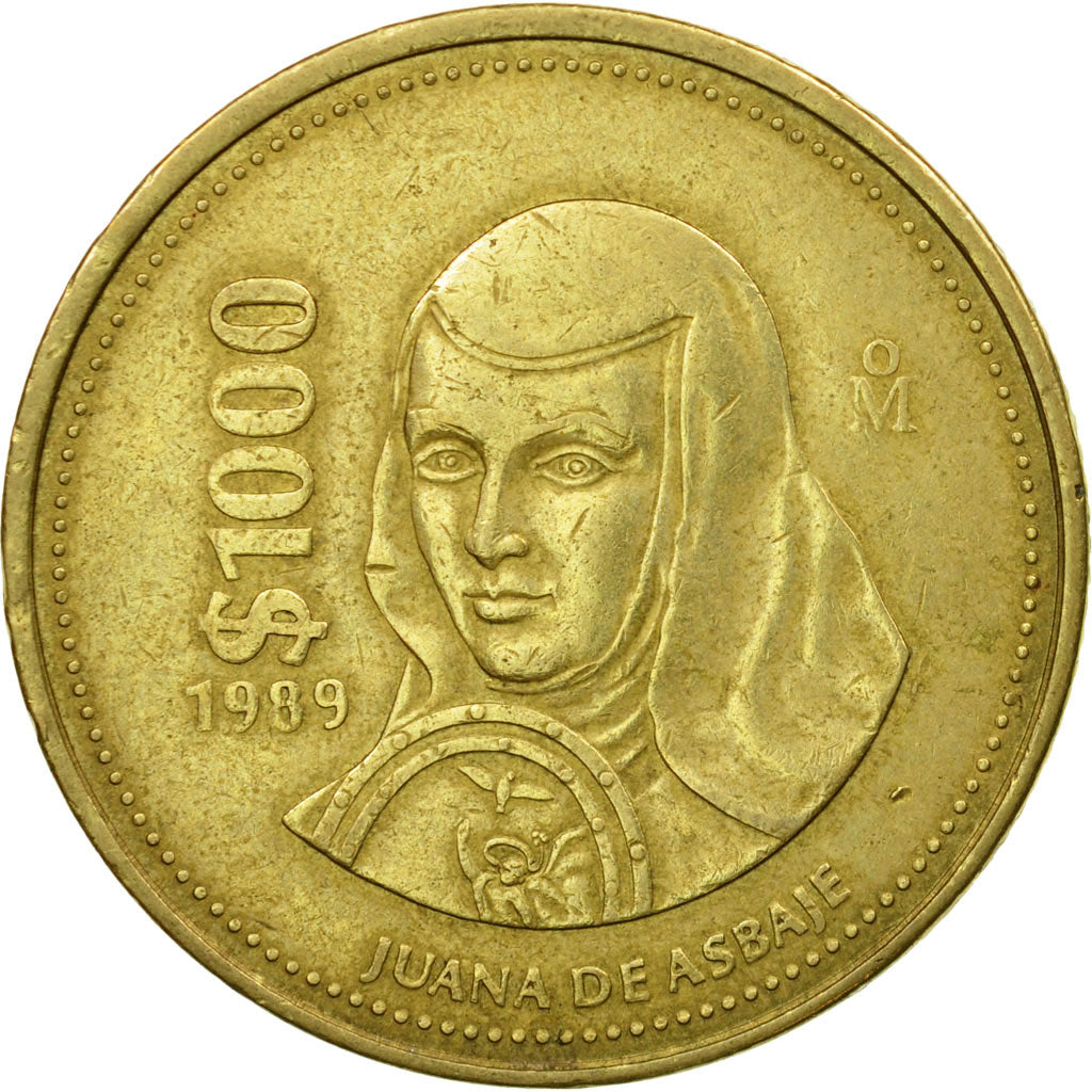 Munten, Mexico, 1000 Pesos, 1989, Mexico City, ZF, Aluminum-Bronze, KM:536
