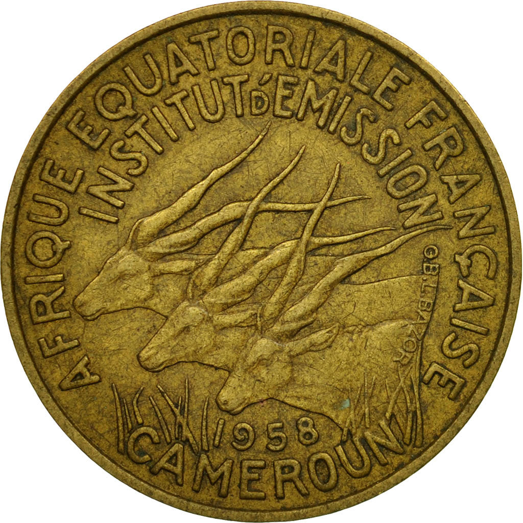 Coin, Cameroon, 10 Francs, 1958, EF(40-45), Aluminum-Bronze, KM:11
